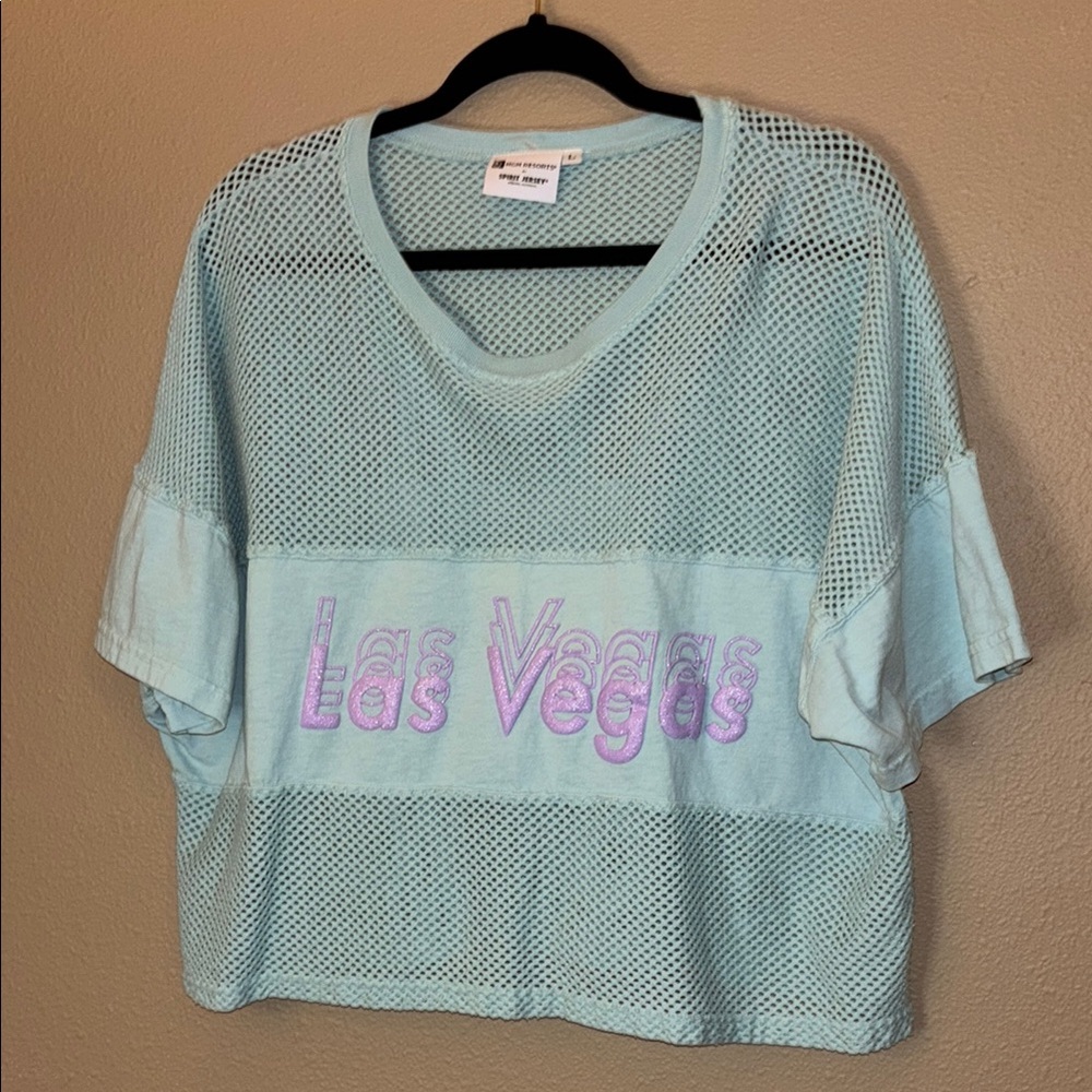 Las Vegas MGM Resort jersey Mesh Top - Light Blue with purple lettering Large